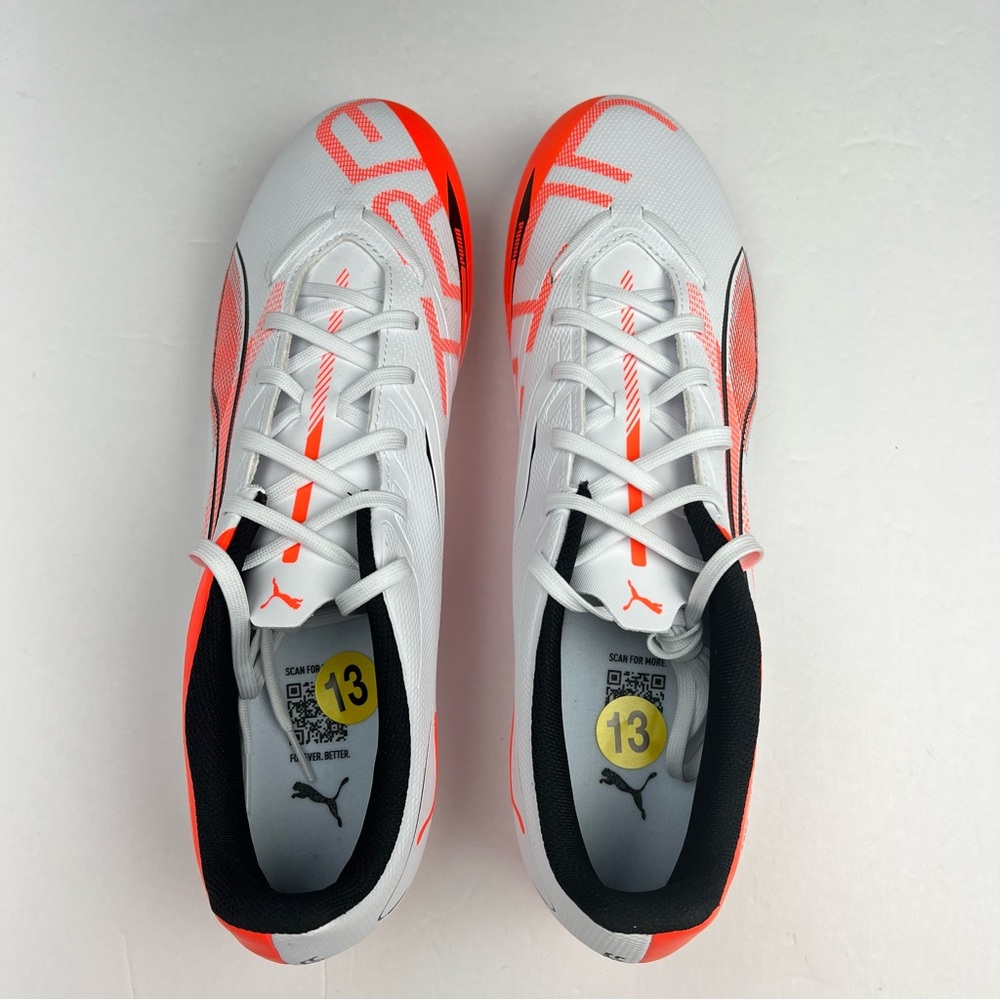 PUMA ULTRA 5 PLAY FG AG Cleats Soccer 10816901 Men’s Size 13 White Grow Red - Picture 9 of 9